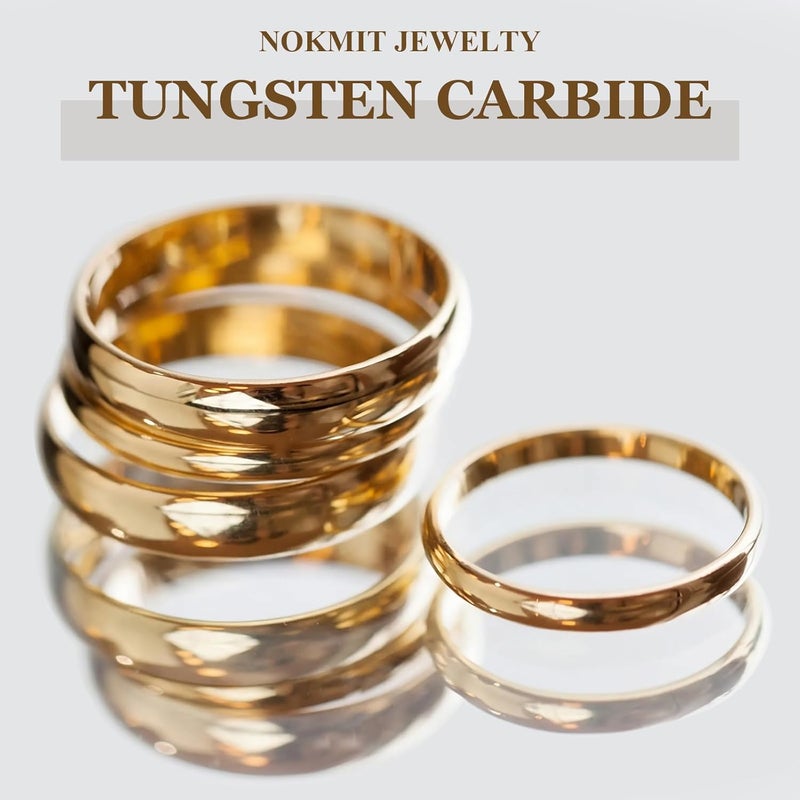 NOKMIT 2mm 4mm 6mm Gold Wedding Bands for Women Men Dainty Gold Silver Tungsten Cigar Band Rings Thumb Pinky Ring High Polish Non Tarnish Comfort Fit Size 4-12 - Image 2